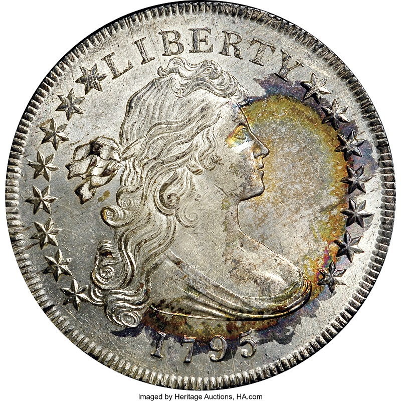 1795 $1 Draped Bust, Off Center MS66+ ★ NGC. CAC. B-14, BB-51