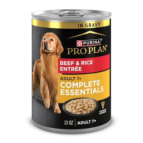 Purina Pro Plan senior wet dog food with beef and rice