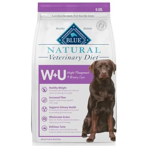 Blue Buffalo Natural Veterinary Diet W+U Weight Management and Urinary Care dry dog food bag