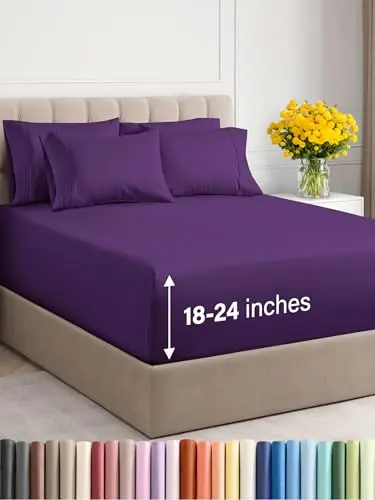 CGK Unlimited extra deep king sheets in purple color