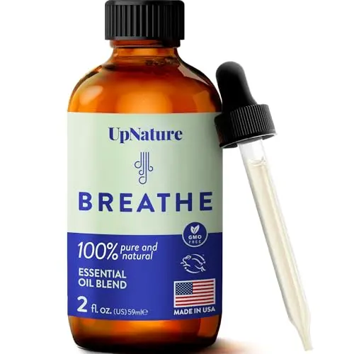 UpNature Breathe essential oil blend in large 2oz bottle for respiratory support