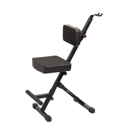 Gator Frameworks deluxe guitar seat with adjustable backrest and integrated guitar hanger