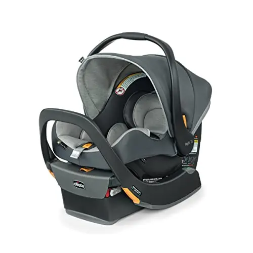 Chicco KeyFit 35 ClearTex infant car seat in grey showing extended headrest