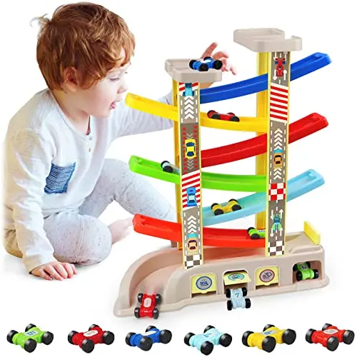 AOTIPOL car ramp toy with multiple tracks and garages