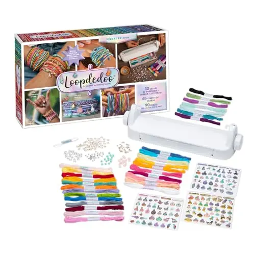 Loopdedoo Deluxe DIY Friendship Bracelet Maker Kit with colorful threads