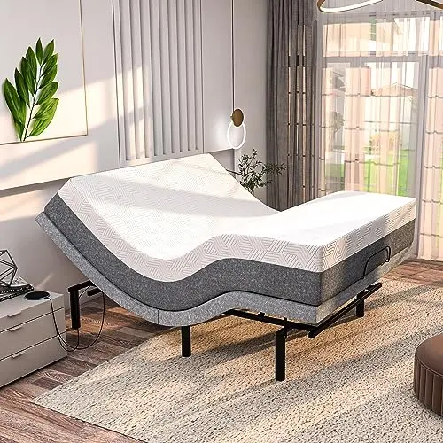 Renanim adjustable bed with cooling gel memory foam mattress