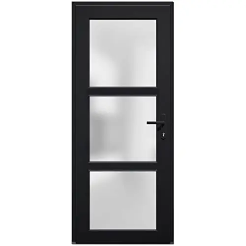 VDOMDOORS matte black steel front door with modern design