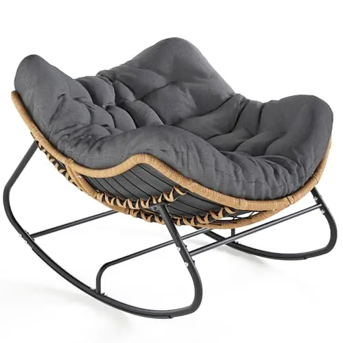 SWITTE outdoor papasan rocking chair in dark grey