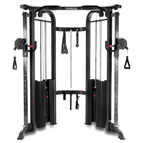 XMARK functional trainer with dual weight stacks and pull-up station