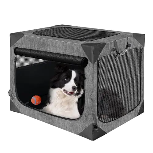 Nottia collapsible soft dog crate with chew-proof mesh for travel security