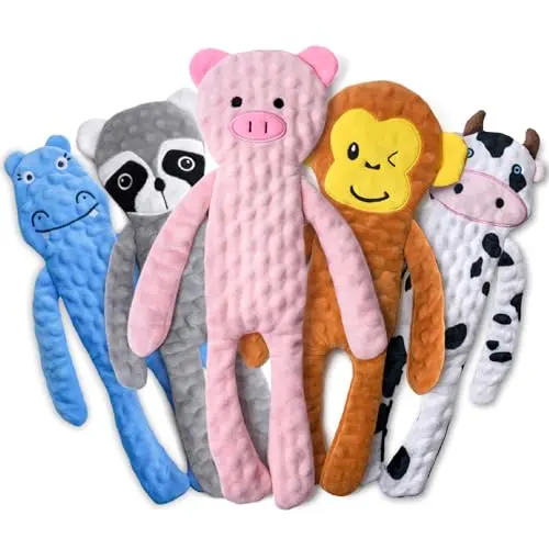 SHARLOVY assortment of no-stuffing plush dog toys in animal shapes