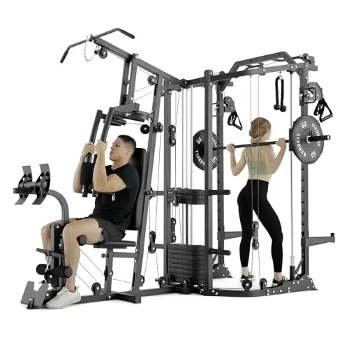 GMWD Smith machine with cable crossover and adjustable seating