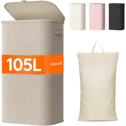 Lifewit large laundry basket with lid and removable bag