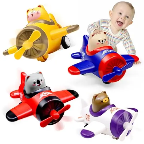 Press and Go airplane toys with animal pilots and colorful design