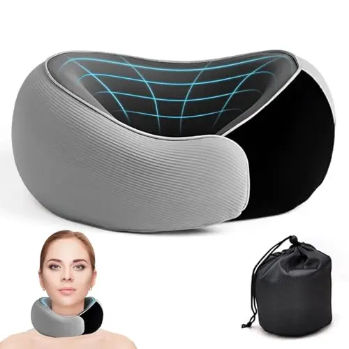 Lalalancer memory foam travel neck pillow with 360-degree head support