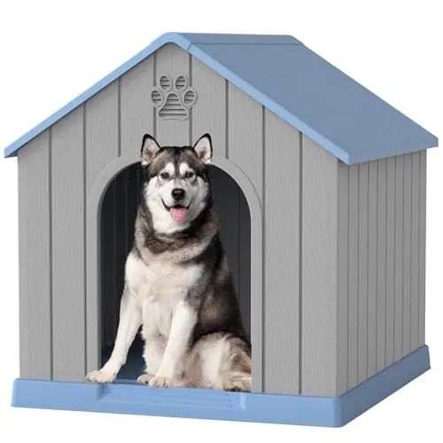 FANCYANGO plastic dog house with elevated floor and air vents